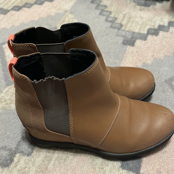 Sorel Joan of Arctic II Leather Sparkle Hidden Wedge Brown Boots. - Picture 5 of 13